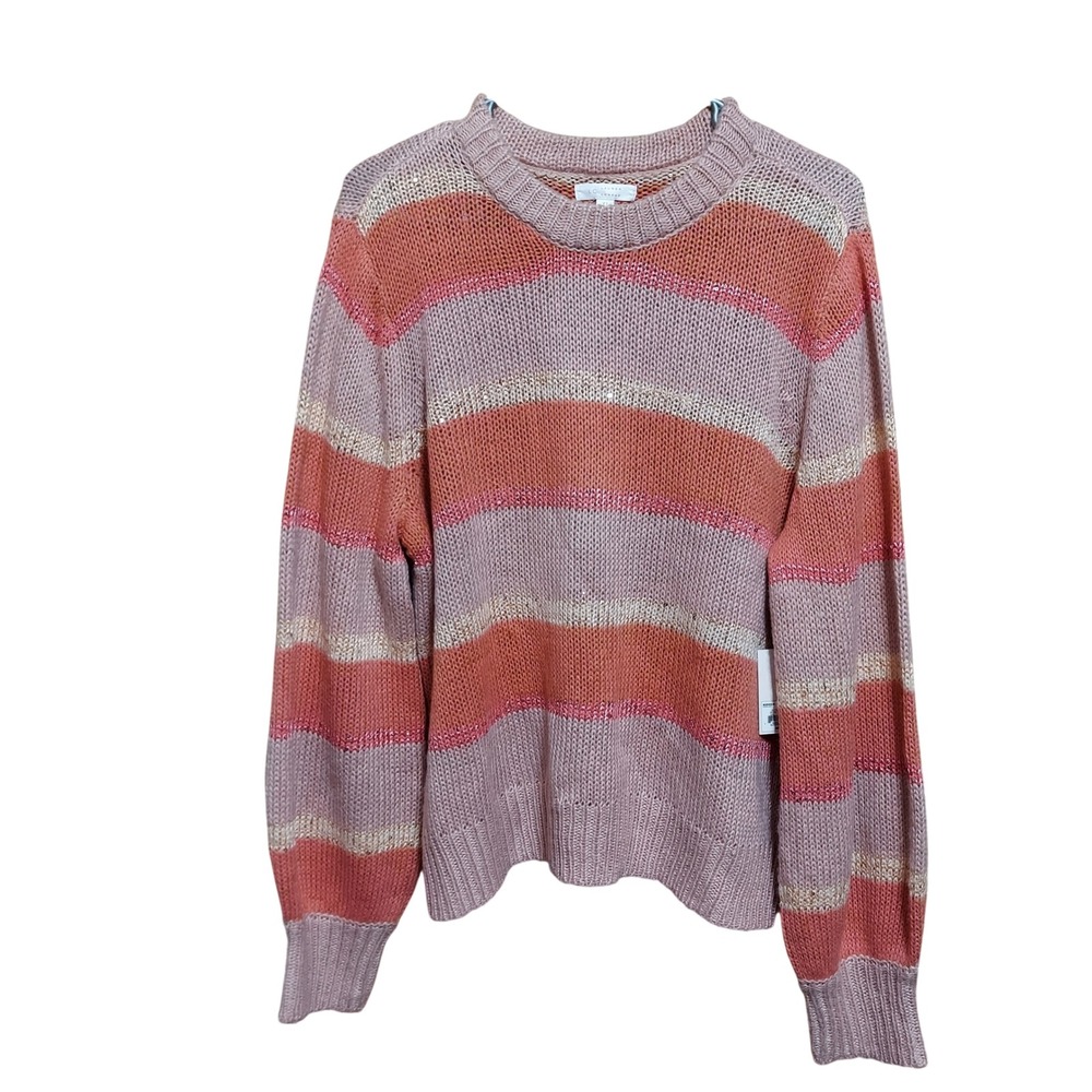 NWT Lauren Conrad Pink Striped Sequin Blouson Sweater XL‎ WL94S038RP